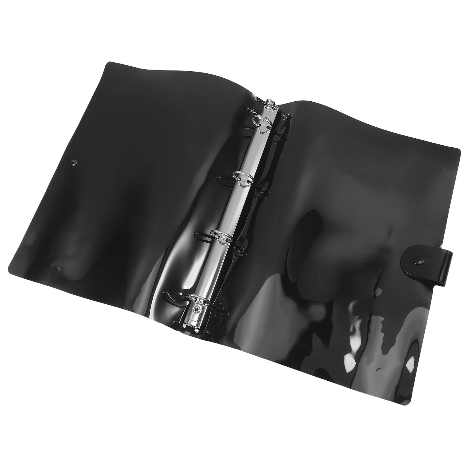 

A4 Loose Leaf Binder Black PVC Snap Button Closure Refillable Notebook Cover Personal Planner Organizer Protector