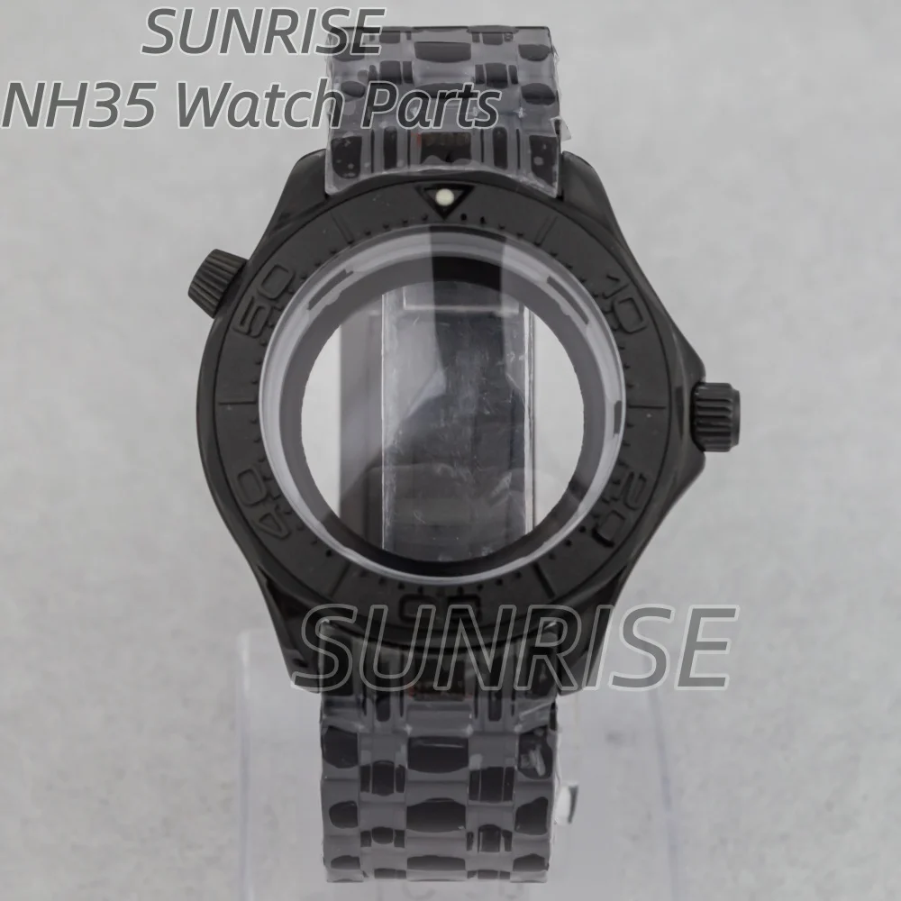 

41mm Black Watch Case Bracelet Stainless Steel Waterproof For Seamaster 300 600 NH35 NH36 Movement 31mm Dial Watch Accessories