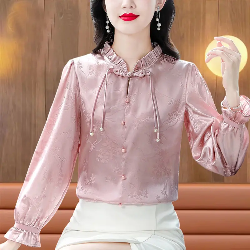 Fashionable New Chinese Style Light Luxury Long Sleeved Top Women\'s Temperament Base Small Shirt