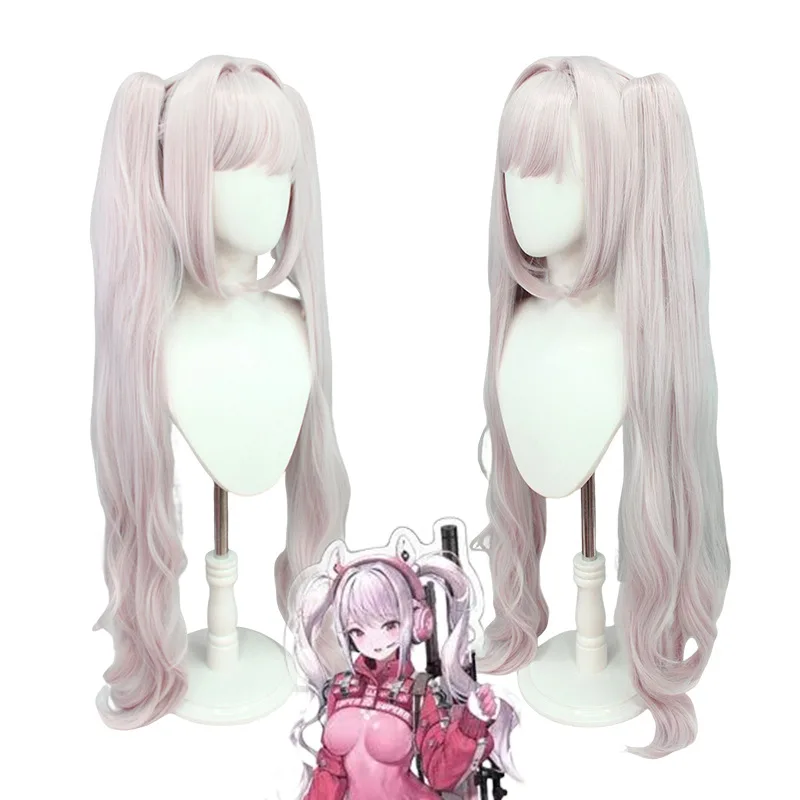 

Drifting Art nikkeGoddess of VictorycosAlice Wig Niki AliceLight Розовый и Белый Двойной Хвост Вьющиеся Волосы