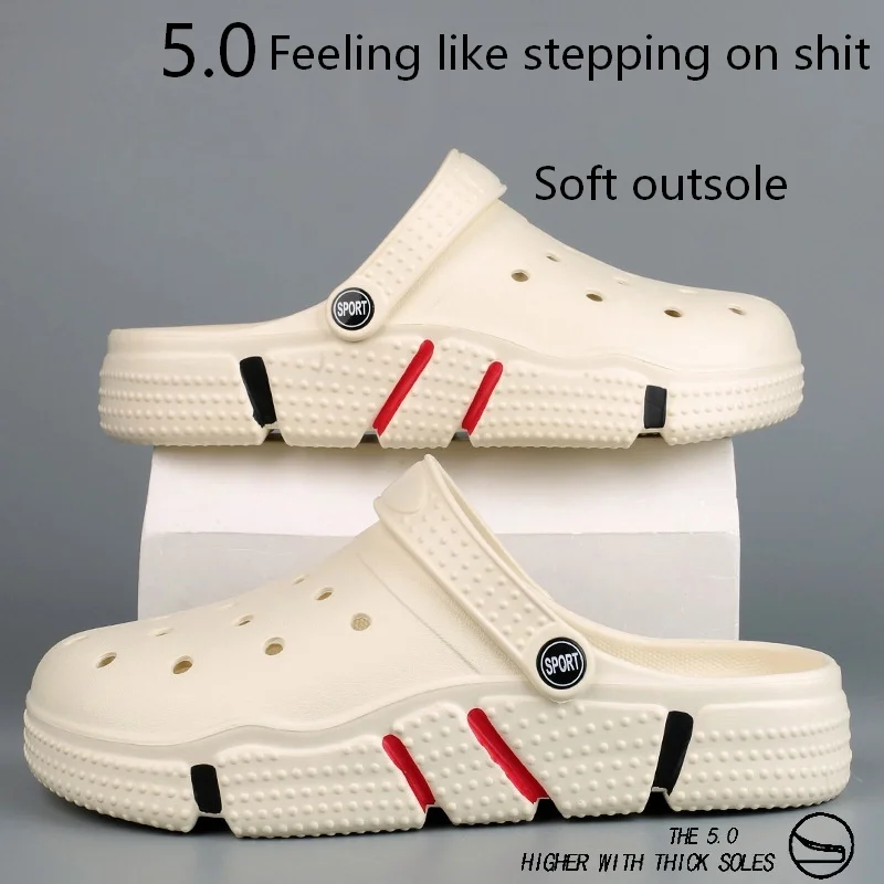 SHAJI Men's Summer Fashion Versatile Lightweight Beach Slippers Thickened Soft Sole Couple Outdoor Slippers