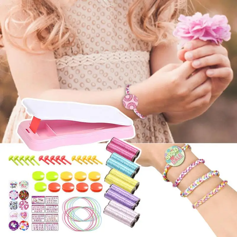 DIY Craft Bracelet Making Kit Parent-child Interactive Multicolored Jewelry Making Weaving Toys Activity Set For Girls Age 8-10