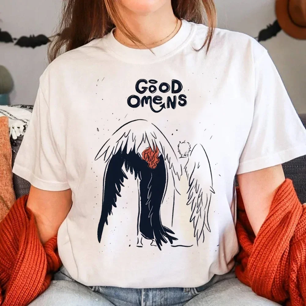 Good Omens tshirt women funny top female funny harajuku clothes