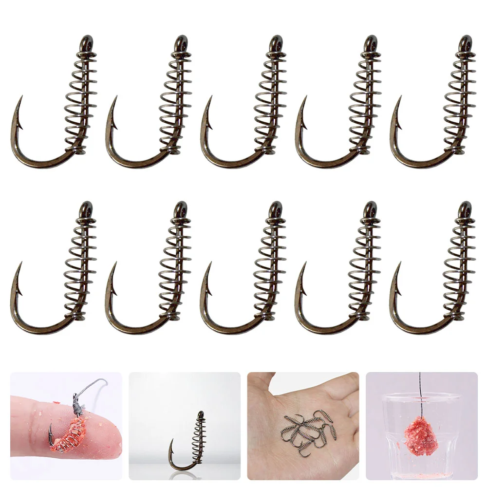 10 Pcs Catfish Spring Hook Professional Bottom Fishing Baits Hooks Tool Silver Portable