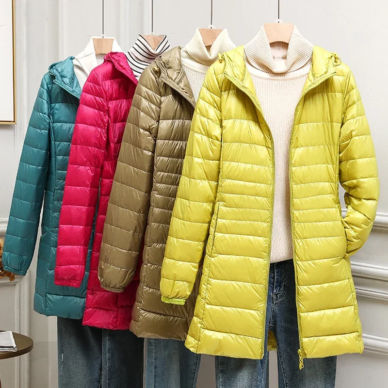 2023 piumini da donna piumino d'anatra ultraleggero nuovo autunno inverno caldo cappotto portatile con cappuccio giacca a vento femminile Parka