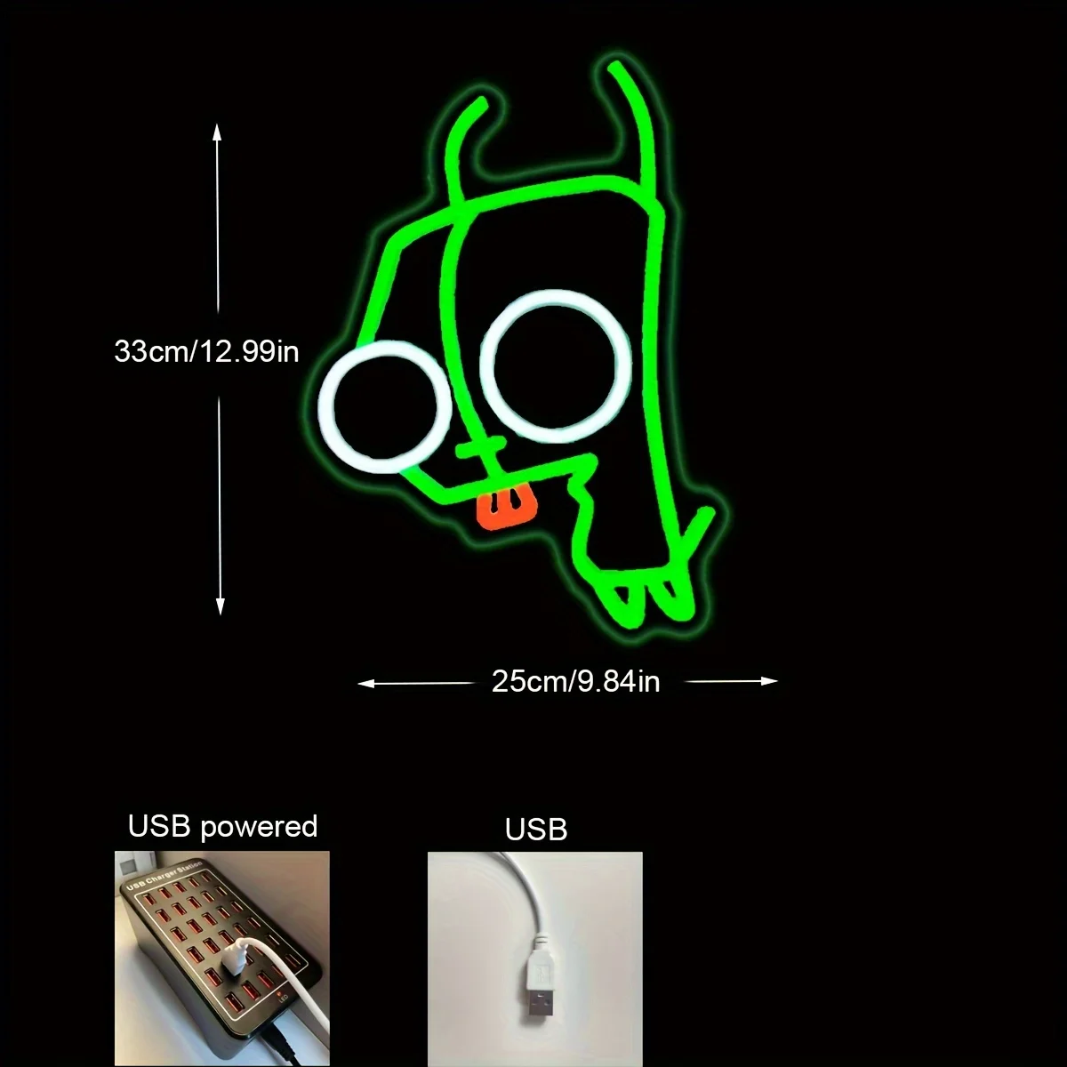 Cartoon Alien UFO Green Red Dimmable LED Neon Light Sign USB Powered for Gaming Room Man Cave Decor Cool Sci Fi Wall Art Gift
