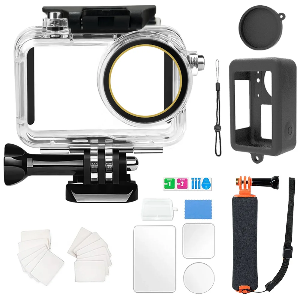 

Underwater Case Float Handle Grip Tempered Glass Screen Protector Guard Silicone Cover Kit for DJI Action 5 Pro Camera