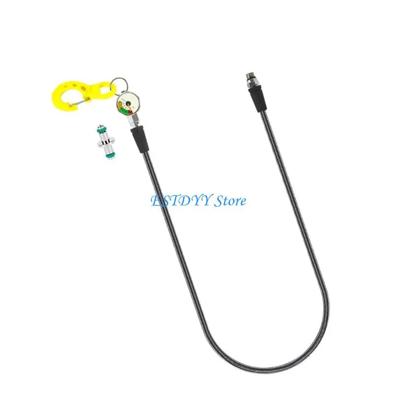 G6DE Glowing Scubas Diving Pressures Gauges with Carbon Fibers High Pressures Hose