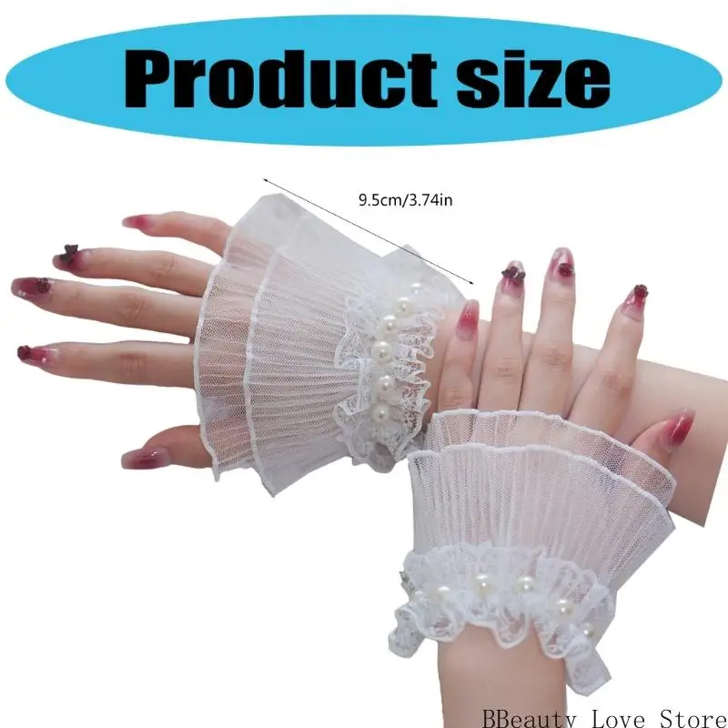 Mangas fotografía claves uñas perlas puños encaje mangas brazo elástico