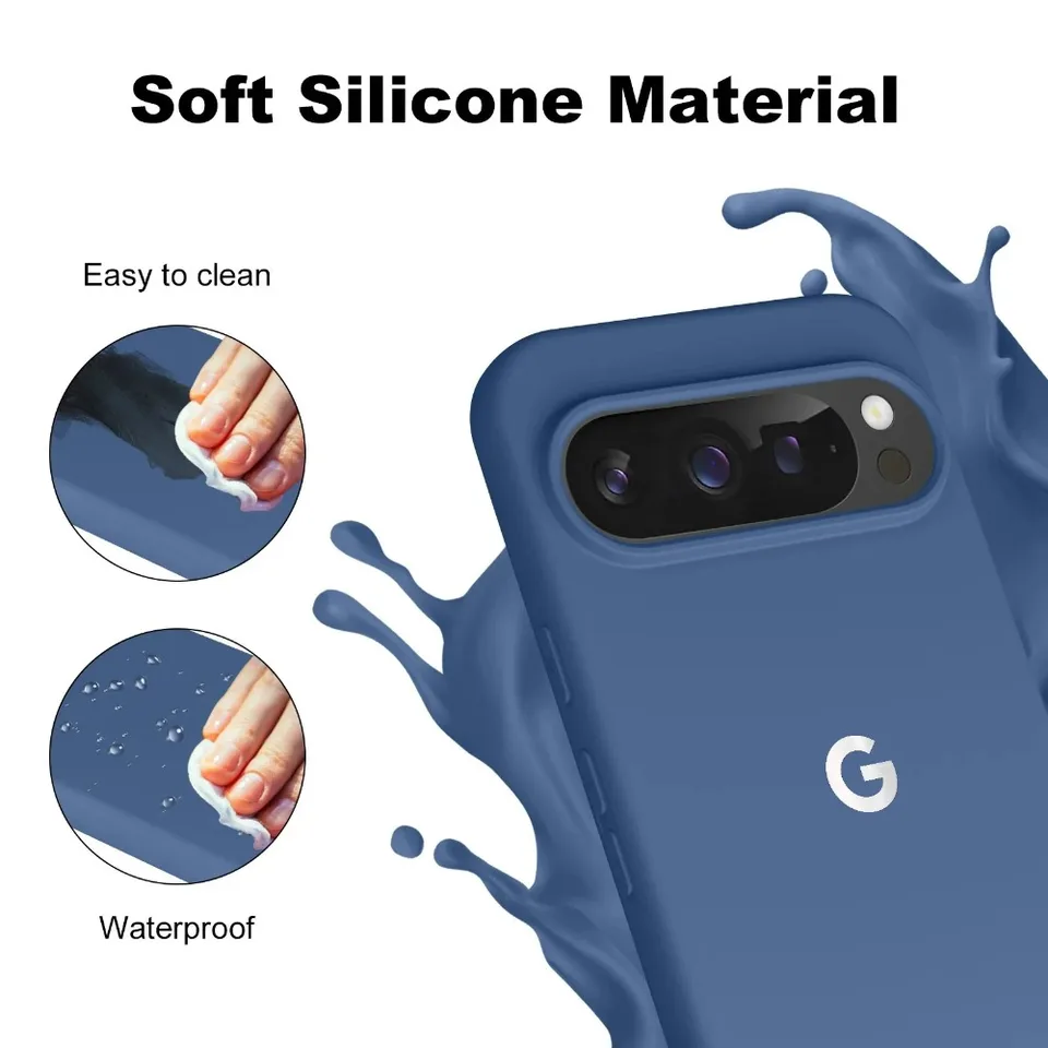 Funda suave de silicona líquida mate de lujo para Google Pixel 10 9 Pro XL 8 7 6 5 10A 9A 8A 7A 6A 5A, cubierta a prueba de golpes de color sólido y delgada 3
