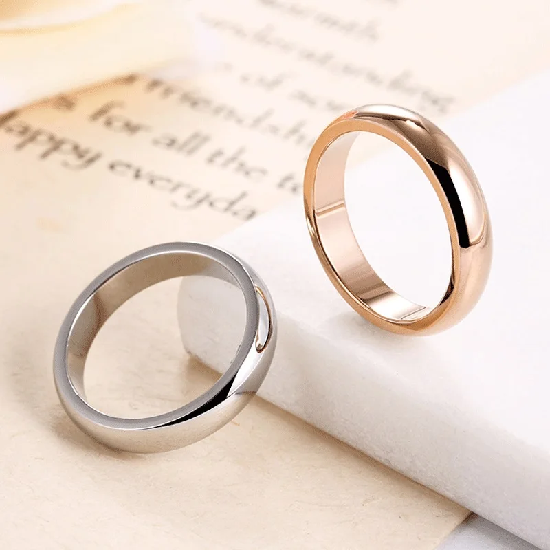 High quality 4mm Wholesale Simple Ring Fashion Rose Gold Ring Men\'s and Women\'s Exclusive Couple Wedding Ring