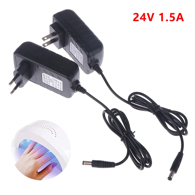 24V 1.5A Power Supply Adapter Charger 36W EU Plug AC 100-240V for UV LED Light Lamp Nail Dryer