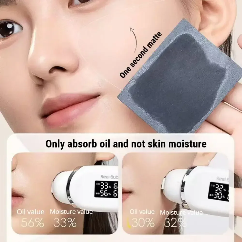 Carta rinfrescante per l'assorbimento dell'olio per il viso con soffio di polvere e strumento per la cura del viso per il controllo dell'olio a specchio Carta per il viso morbida e delicata sulla pelle