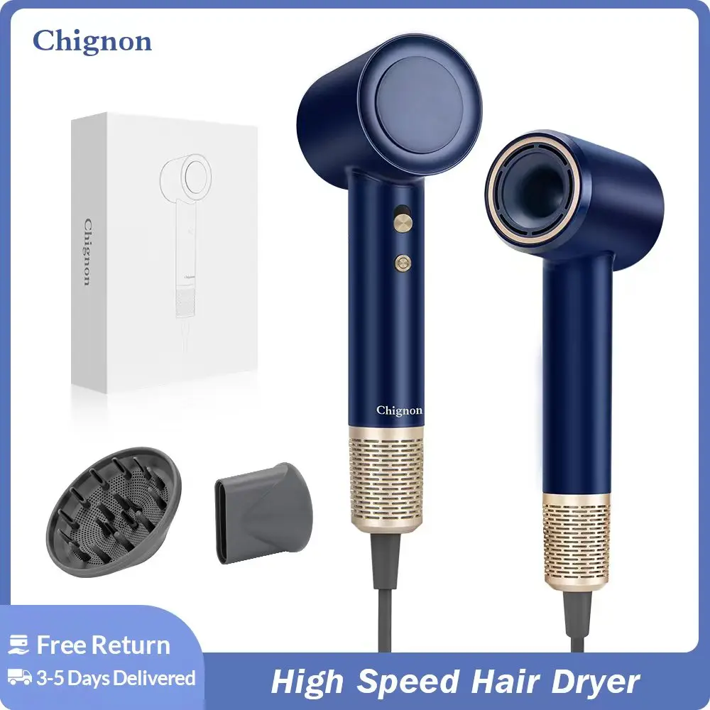 CHIGNON Hair Dryer 1600W High Speed Smart Leafless Household Ionic Blow Dryer Low Noise Constant Temperature Technology Machine