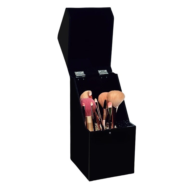 

Pearl makeup brush storage bucket acrylic dust-proof flip eyebrow pencil eyeshadow pen holder dresser beauty brush case