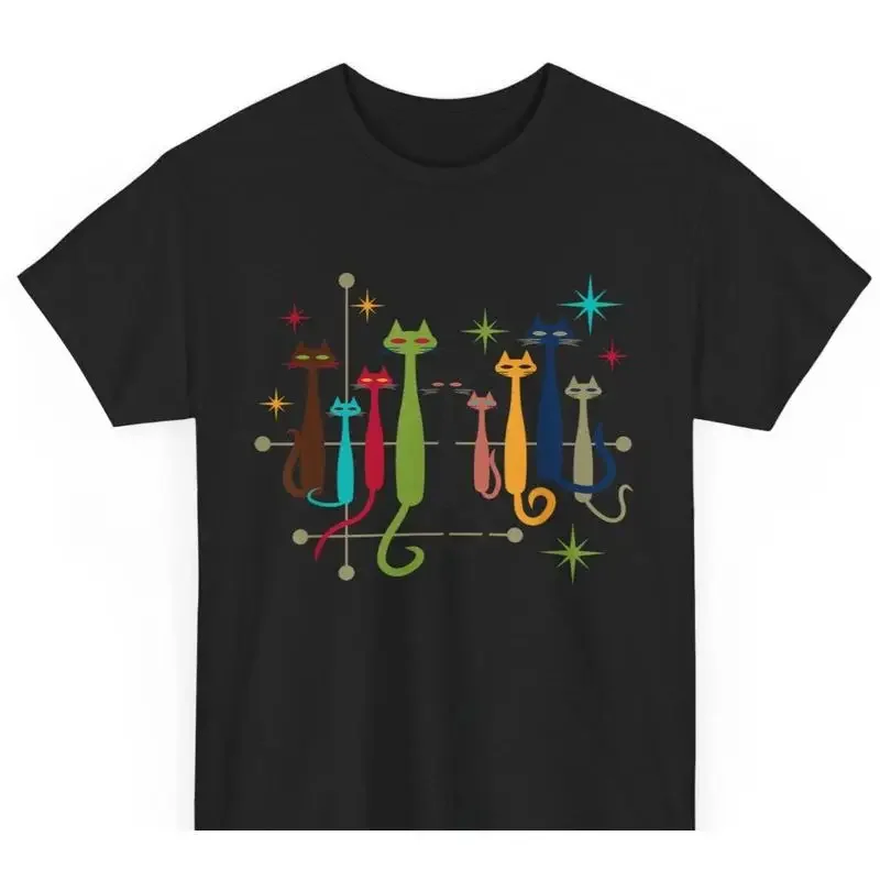 Vintage Retro Mid Century Modern Look Cats 50s 60s Style T Shirt