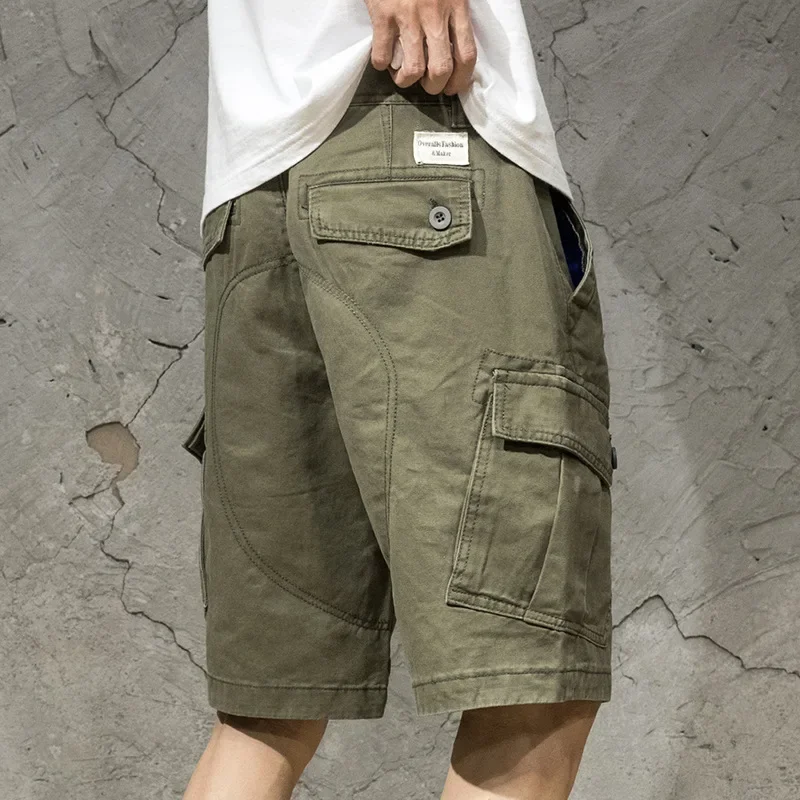 Summer Mens Shorts Fashion Loose Multi-pocket Shorts Solid Color Large Size Sports Casual Cargo Shorts Hiking Men Short