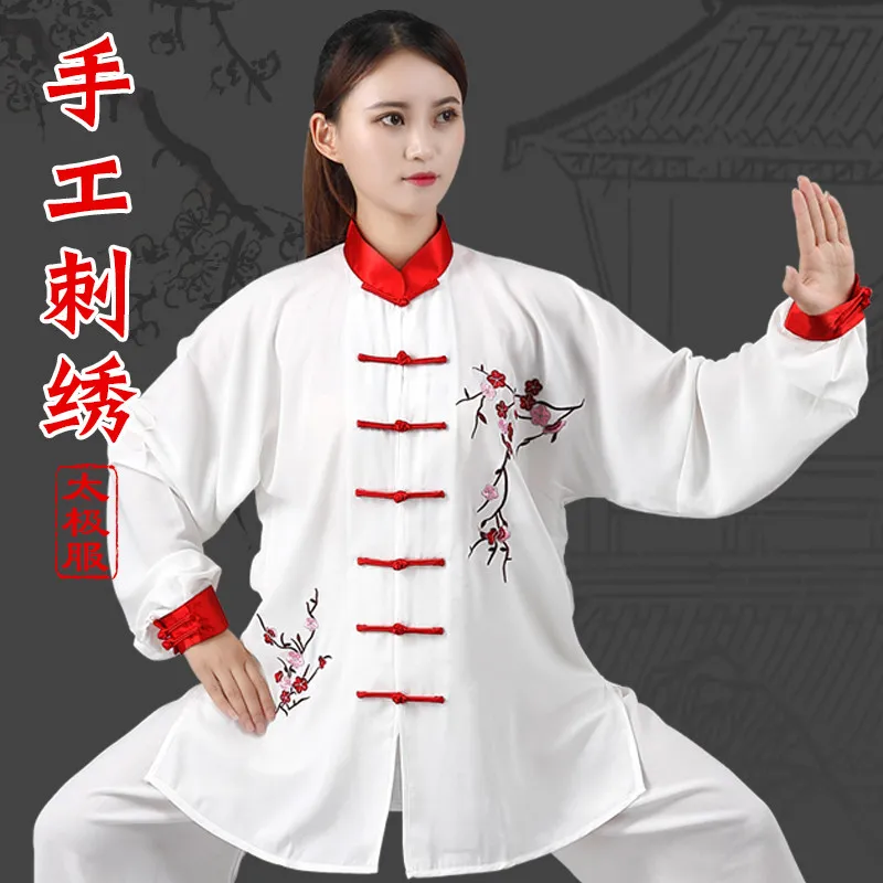 New Arrival Women Tai Chi Suit Spring/Autumn Starry Linen Embroidered Martial Arts Training & Morning Exercise Wear