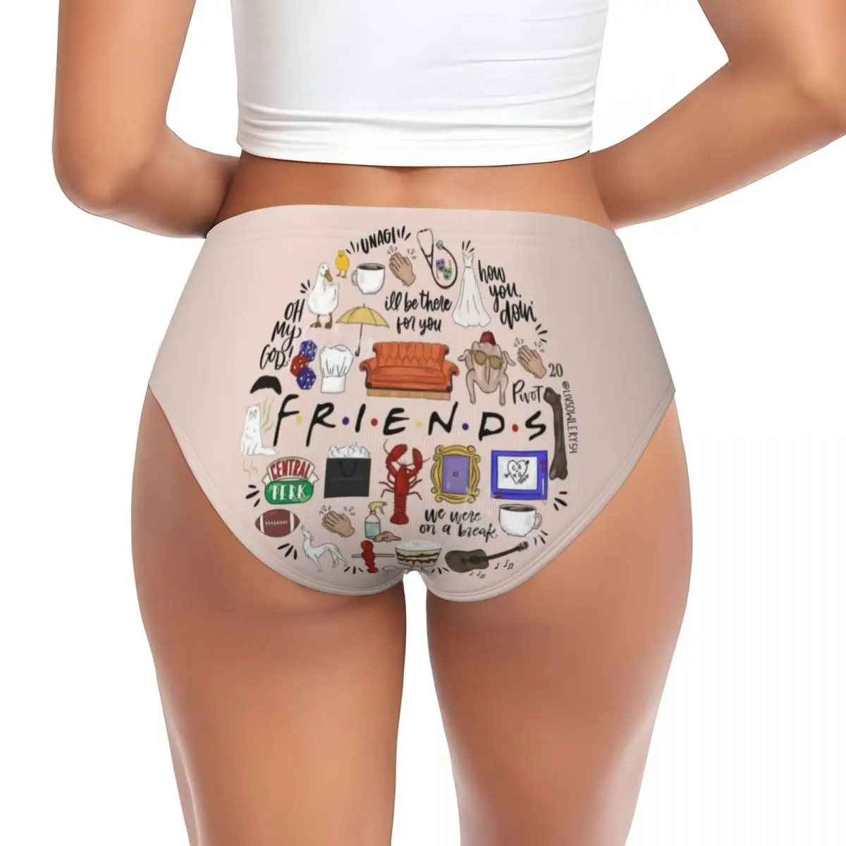 Custom Funny TV Show Friends Brief Panties Women Breathable Stretch Underwear