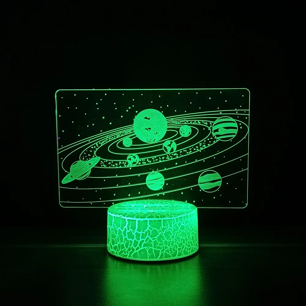 LED Night Light 7 Color Change Solar System 3DOptical Illusion Lamp Universe Space Galaxy For Kids Christmas Gift Home Bedroom D