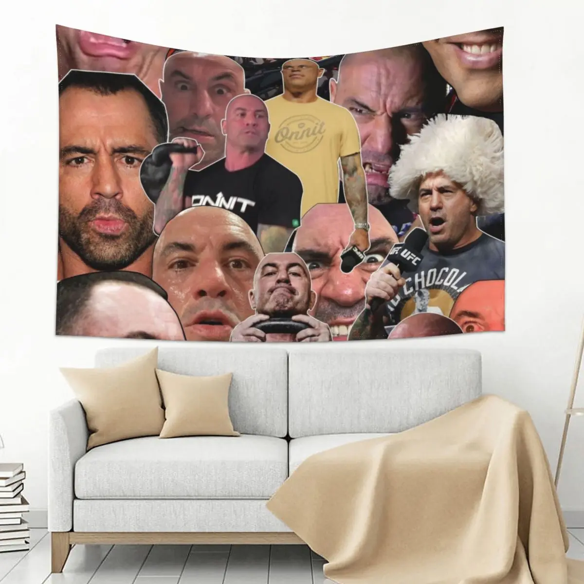 

The Many Faces Of Joe Rogan - Mask Tapestry