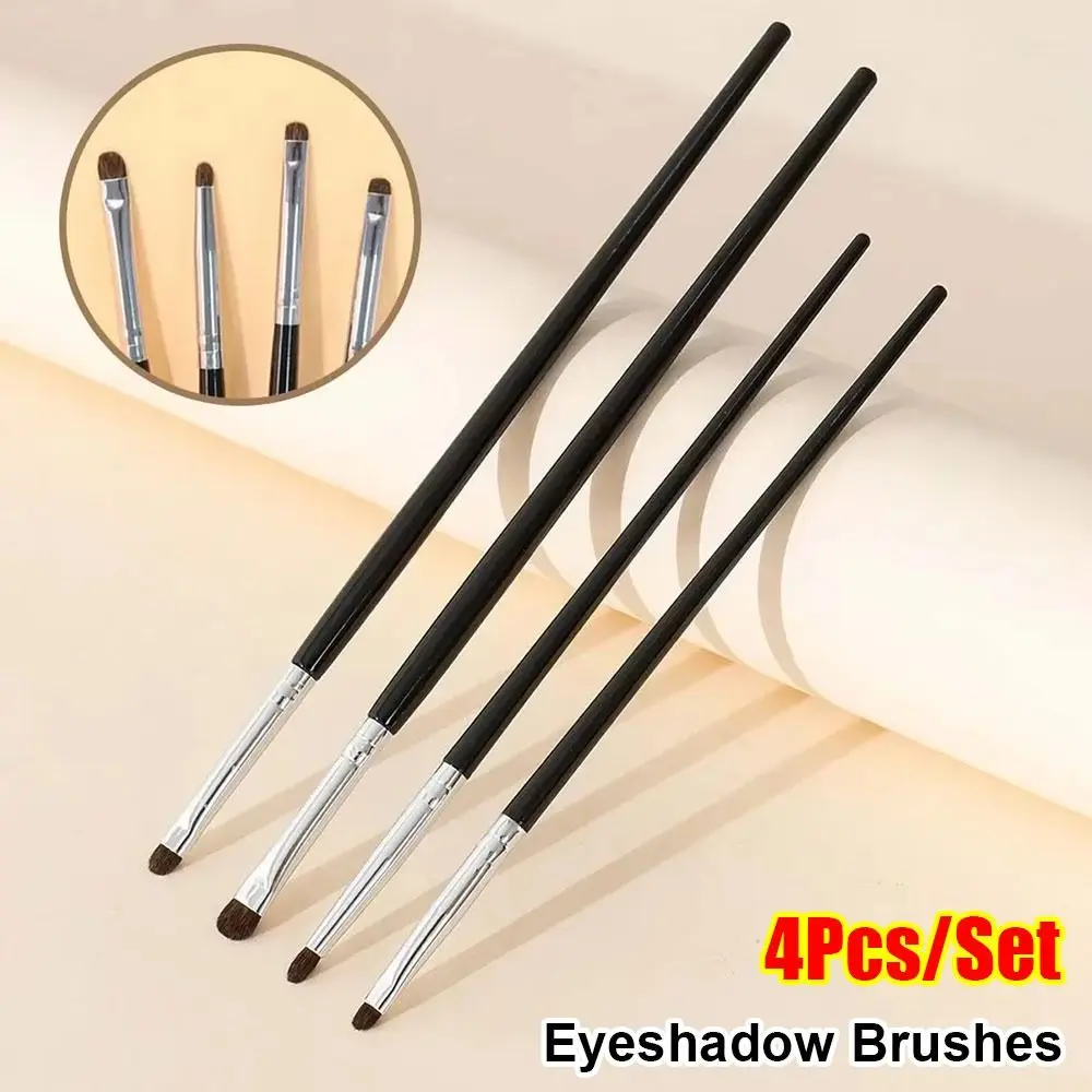 4Pcs/Set Small Angle Eyeshadow Brushes Precise Detail Soft Hair Makeup Brushes Eyelid Highlighter Lying Silkworm