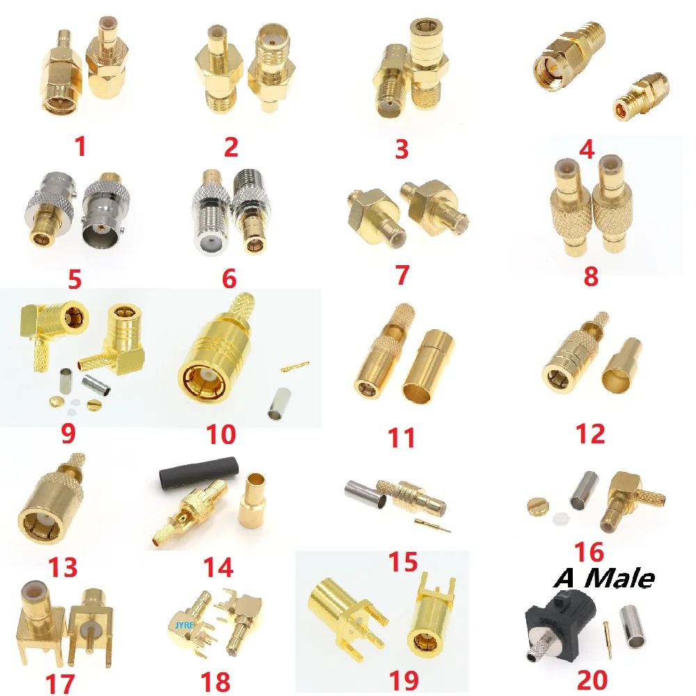 Smb Vrouwelijke Mannelijke Fakra Crimp Pcb Soldeer Mount Voor Rg316 Rg174 Rf Coaxiale Connector Adapter