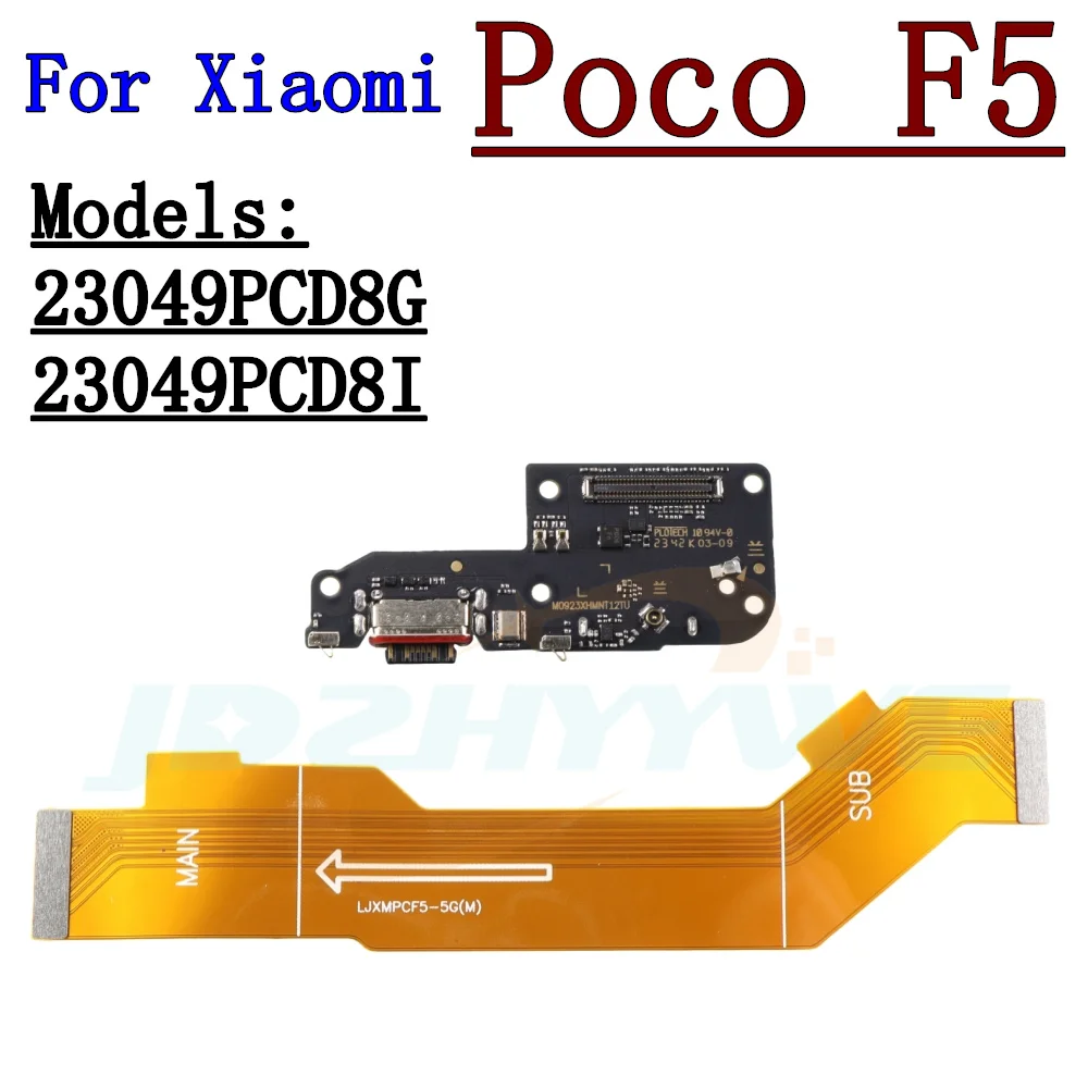 

USB Charging Port Mic Microphone Dock Connector Board For Xiaomi Poco F5 Mainboard Motherboard Connector Flex Cable Repair Part