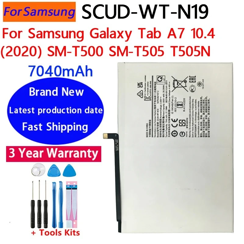 NEW High Quality SCUD-WT-N19 Replacement Battery New 7040mAh For Samsung Galaxy Tab A7 T505C T500 Tablet Batteries +Tools