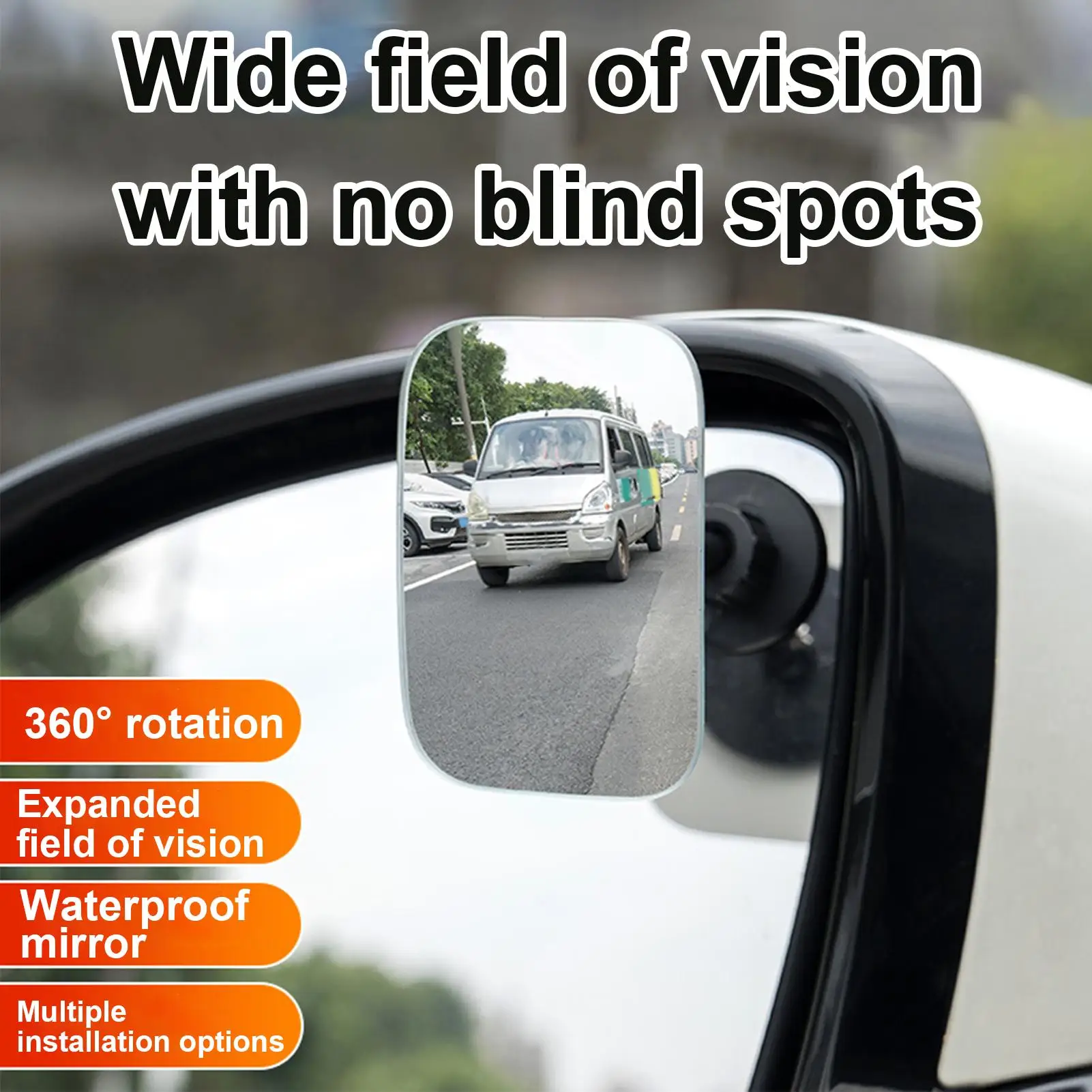 

2pcs Car Rearview Mirrors 360 Degree Adjustable Blind Spot Mirror HD Frameless Wide-angle Rearview Auxiliary Mirrors