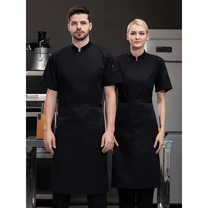 High-End Dining Chef Overalls Men's Short-Sleeved Summer Clothing Hotel Restaurant Rear Clothes for Cook Restaurant Kitchen Brea