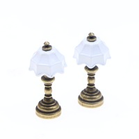 Dollhouse Miniature Gold Desk Lamp Simulation Lighting Furniture Model Kid Gift Bedroom Living Room Desk Decoration Accessories