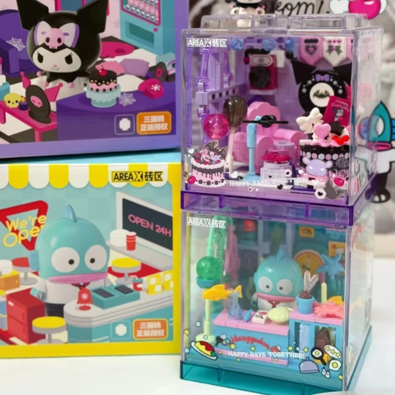 Blocos de Montar AREAX Sanrio Hello Kitty, Brinquedo Educativo de Montagem, Modelo Ornamental Pochacco Cinnamoroll Pompom Purin, Presente