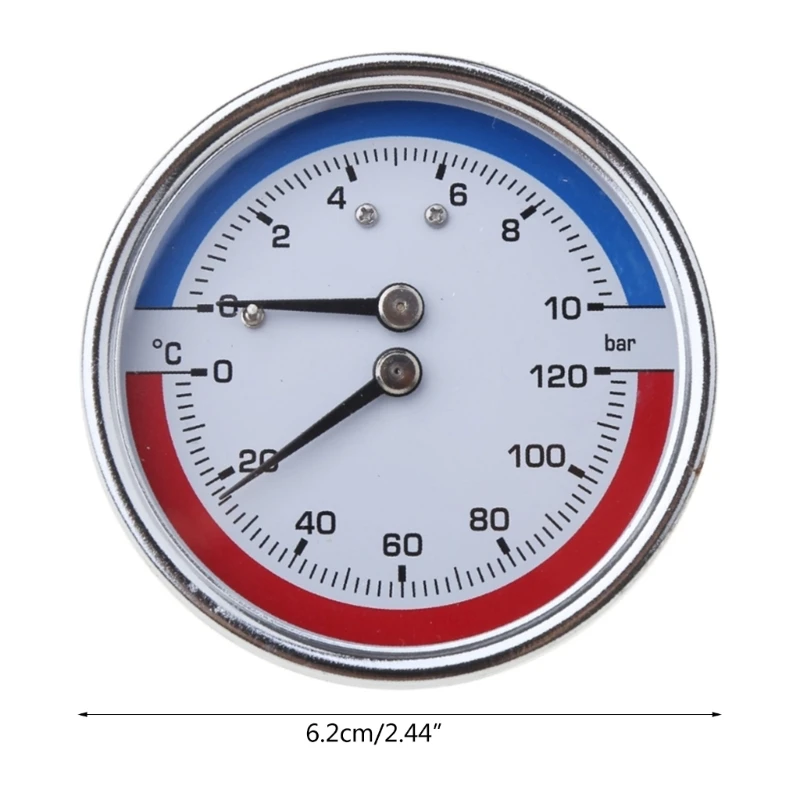 Compact Thermo-manometer Boiler Temperature Pressure Gauge Mearsuring 0-10 Bar 0-120 ℃ Suitable for Floor Heating Drop Shipping