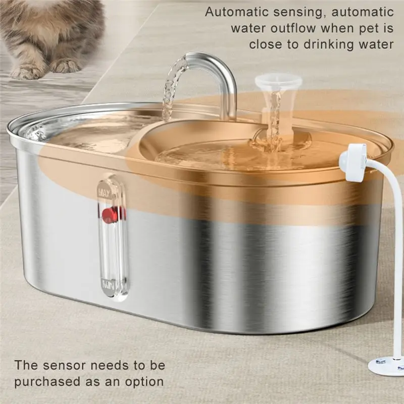 

*BAAY US Plug, Cat Water Fountain, Stainless Steel Pet Water Fountain, 3L Capacity, Double Bowl Feeder, Easy Cleaning for Pets