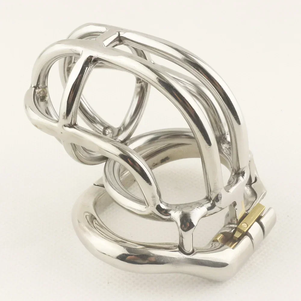 ปลดล็อค Pleasure ชายอุปกรณ์ Chastity 2.16 "สแตนเลส BEND กรงเข็มขัดผู้ใหญ่เกมเพศของเล่นสําหรับผู้ชายแหวน Cock