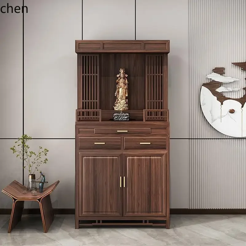 

PYH Retro Simple Light Luxury High Sense Solid Wood Altar Buddha Cabinet Set Guanyin Altar Living Room Shrine