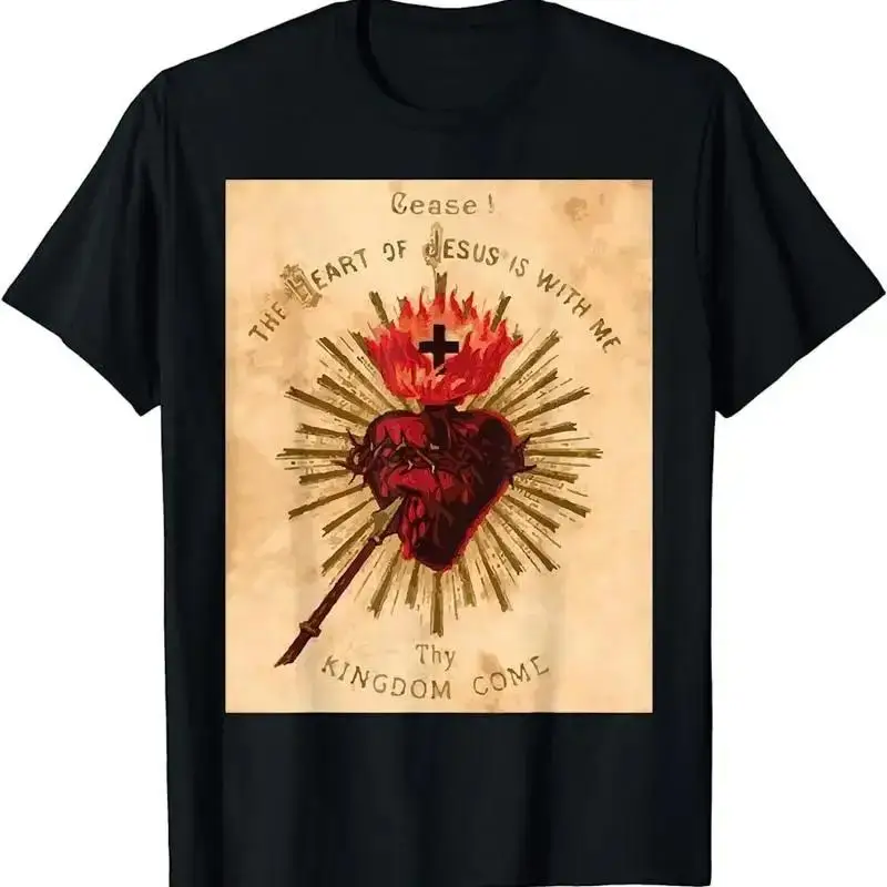 Limited Vintage Light Sacred Heart Of Jesus Catholic Art Traditional T Shirt