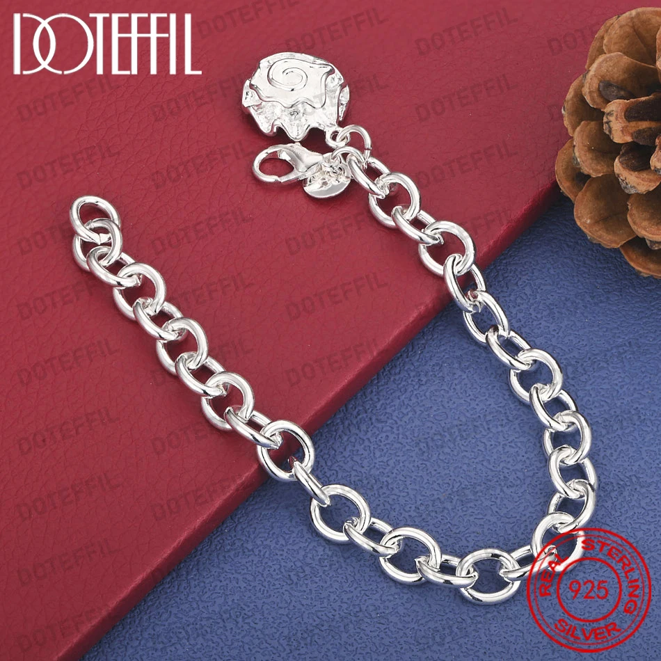925 Sterling Silber 8-Zoll Exquisites Rosen-Armband für Damen, Partygeschenk, Hochzeitsschmuck-Accessoires