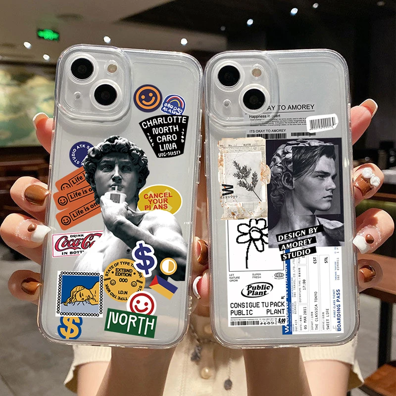 Fashion Retro Bar Code Label Phone Cover For iPhone 11 12 13 14 15Pro Max X XR XSMax 15 Plus 13Mini Clear Soft Silicone TPU Case