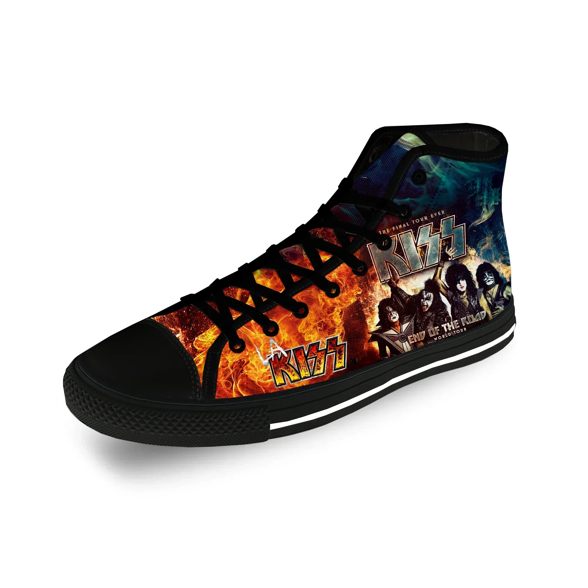 Kiss Rock Band Heavy Metal Music Casual Cloth 3D Print High Top Canvas Fashion Shoes Men Women  Lightweight Breathable Sneakers