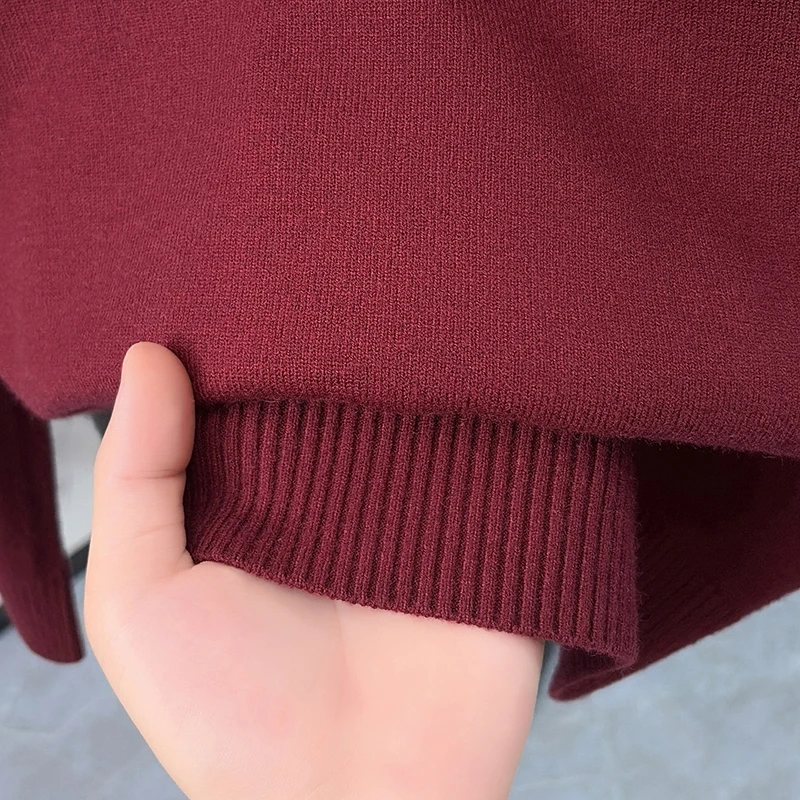 Herren O-Ausschnitt Strickpullover Herbst Winter Farbblock Zweiteiliger Look Hemdkragen Langarm-Oberteil Business Casual Herrenbekleidung – Detail 6