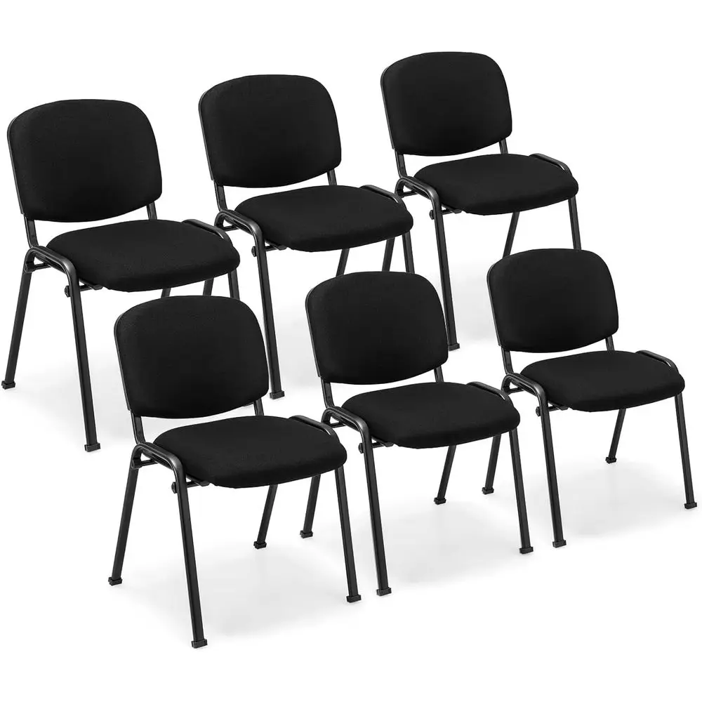 

Stackable Upholstered 6-Piece Conference Chairs, Ergonomic Design for Office, Meeting Rooms, Church, Black