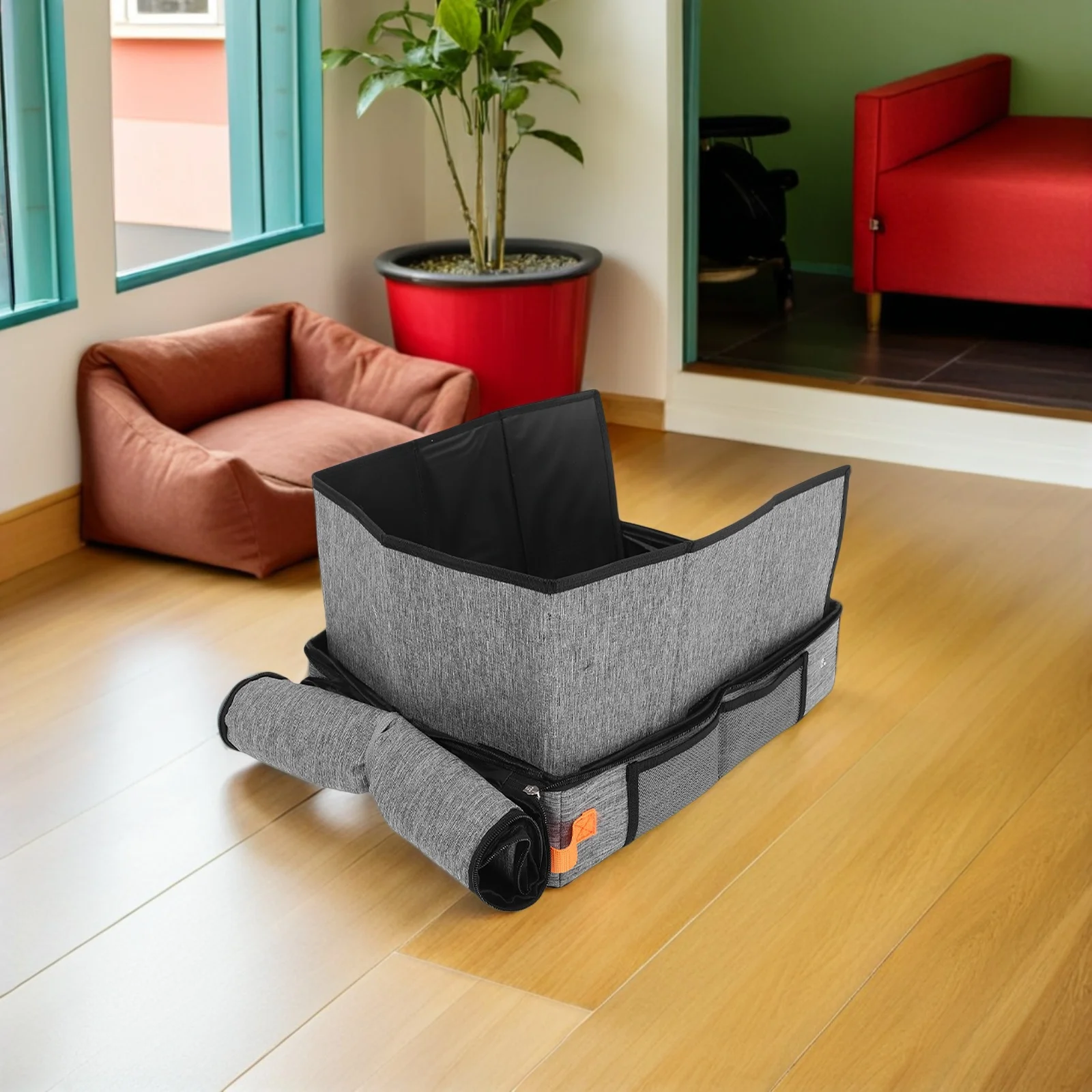 

Portable Foldable Cat Litter Box Splash Guard Baffle Collapsible Travel Toilet For Cats Small Space Saver Lightweight Pet Litter