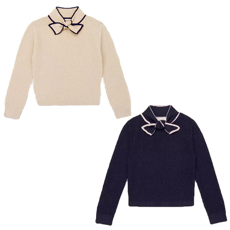 

Новый вязаный свитер с галстуком-бабочкой для девочек MP на осень/зиму 2025 свитер для маленьких девочек