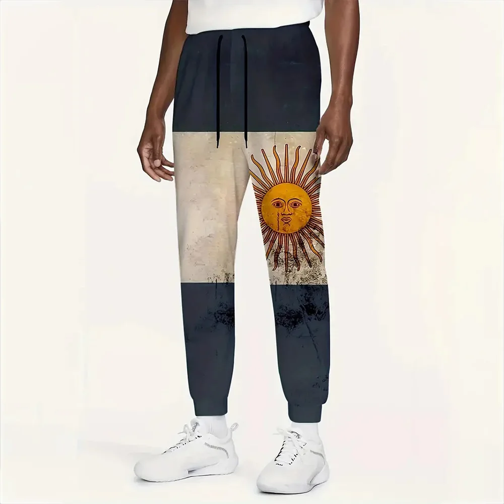 

Winter new thick thermal pants fashion two-color Sun God printed men sports pants men loose casual pocket pull rope sports pants