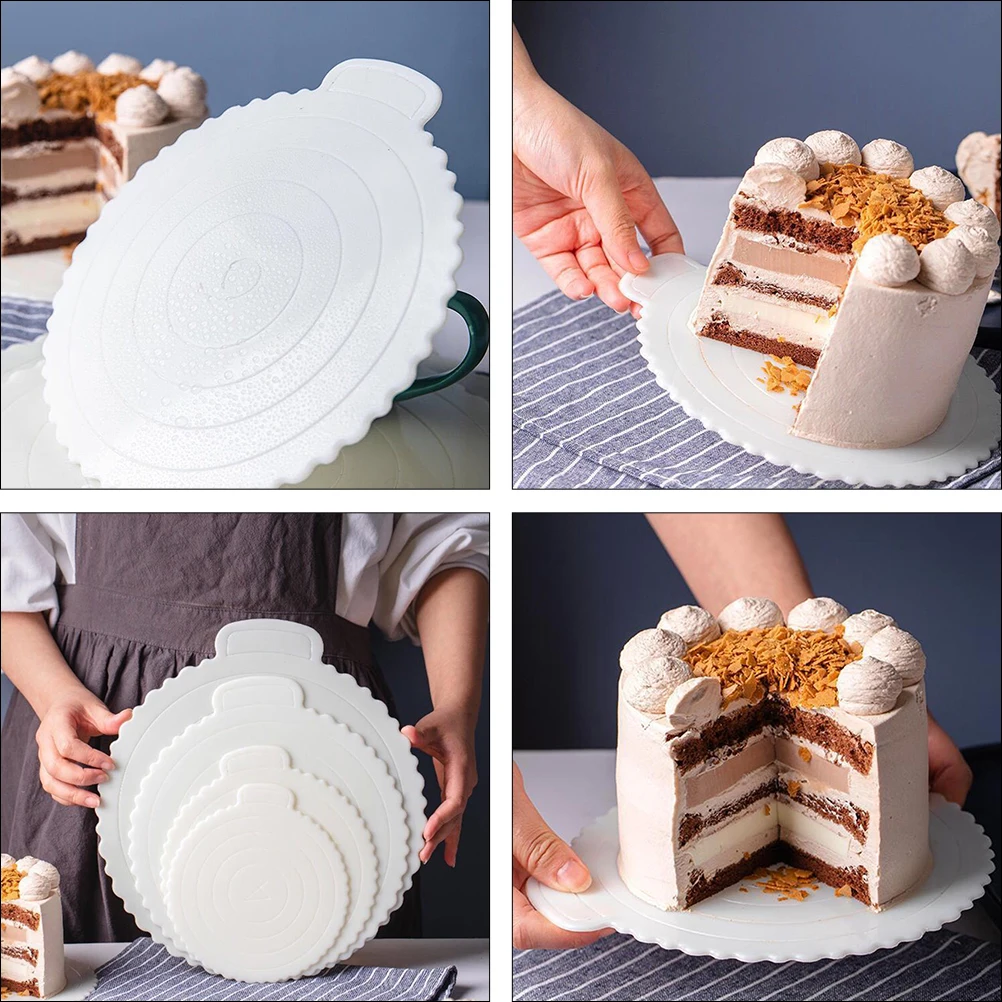 

Cake Base Coated Boards Round Plastic Tray 4 Inches Washable Reusable Cake Display Board Sturdy Plastic Birthday