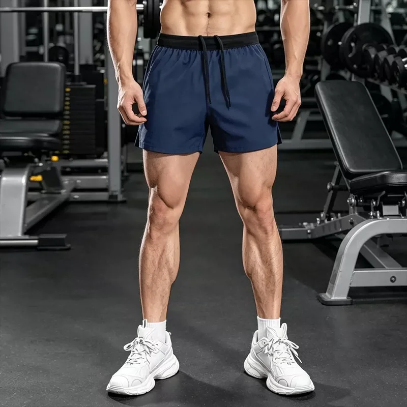 Men's Summer Quick Dry Sports Shorts 3 Inches Running Fitness Training Pants Drawstring Waist Breathable Athletic Workout Shorts