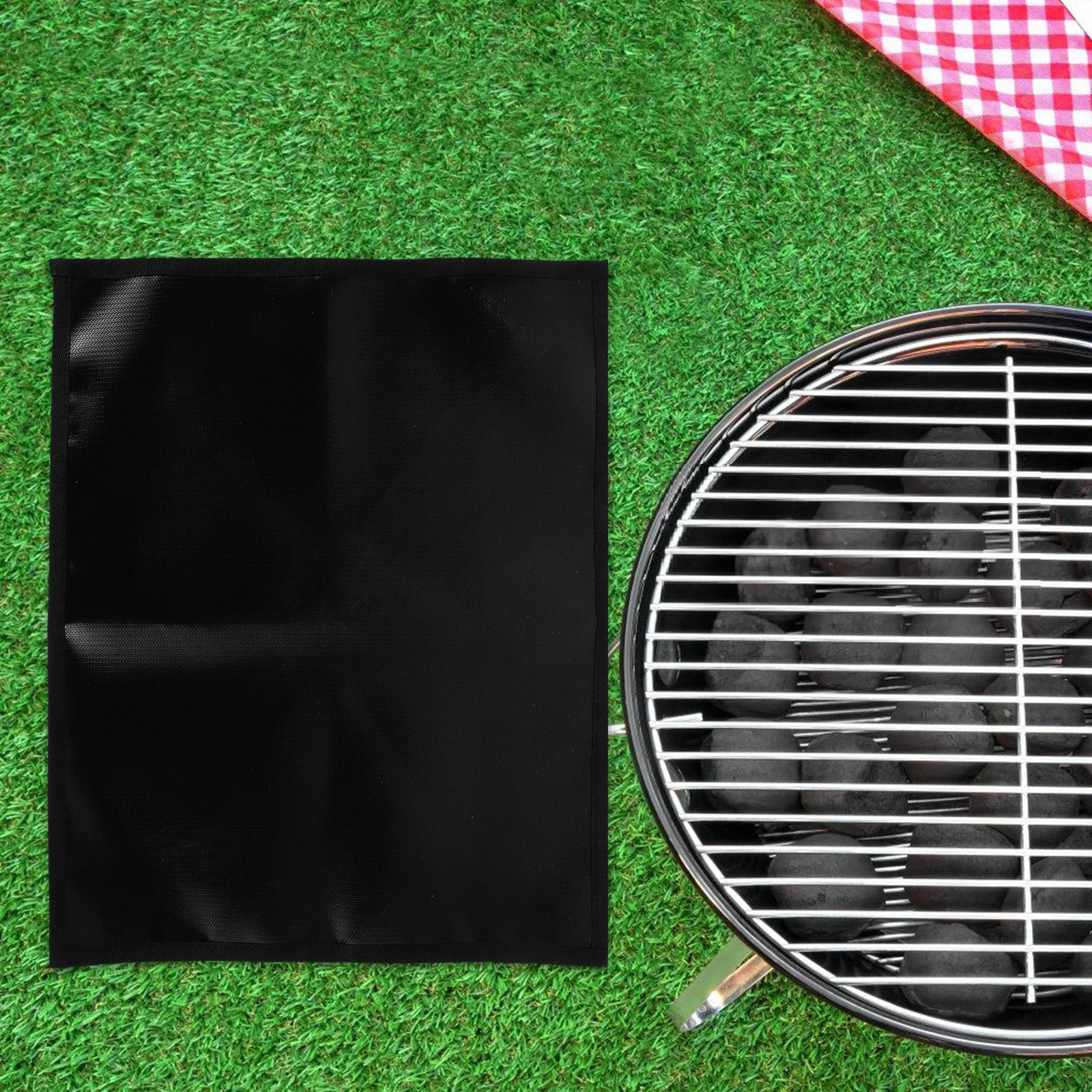 

1pc Outdoor Fire Resistant Mat Bbq Grill Heat Proof Fiberglass Silicone Protector For Table Deck Lawn Camping Picnic Grilling