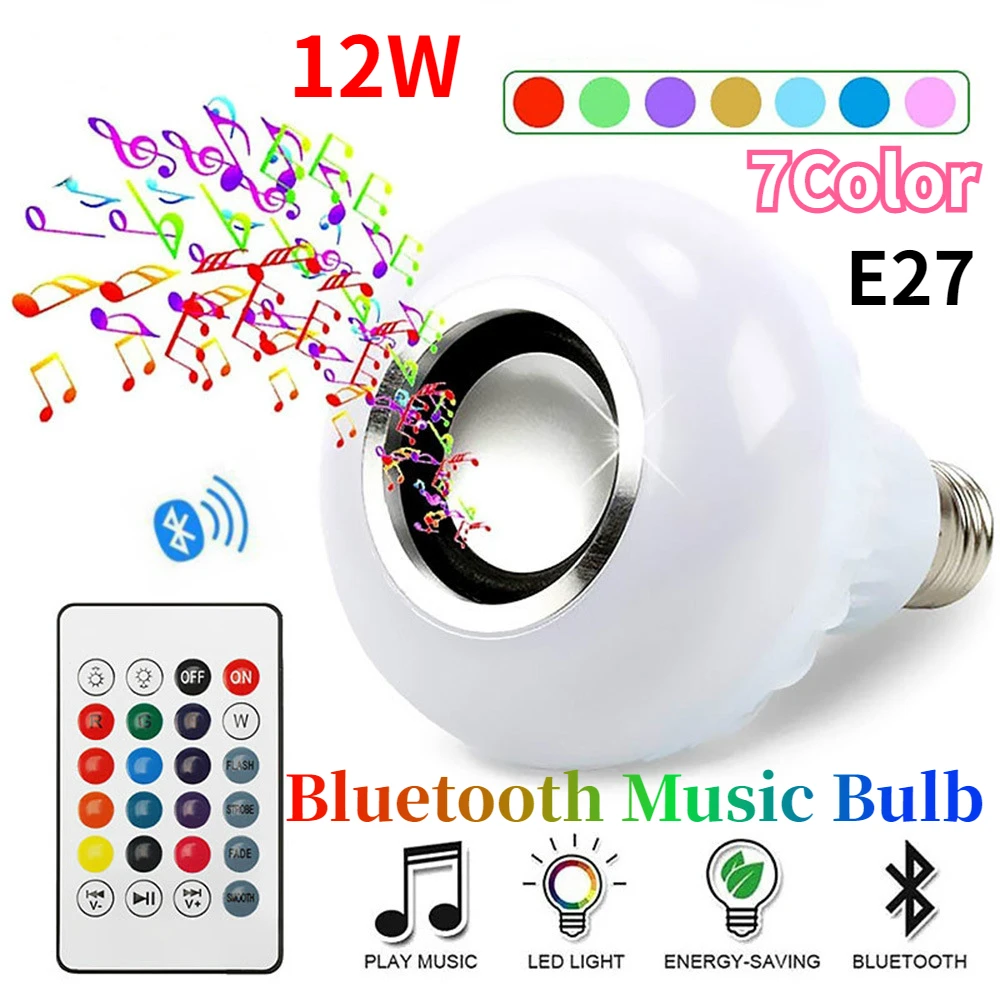 

E27 RGBW Smart Bluetooth Music Bulb Colorful Stage Light Bulb Cool LED Light With Wireless Remote Control for Stage Disco Party